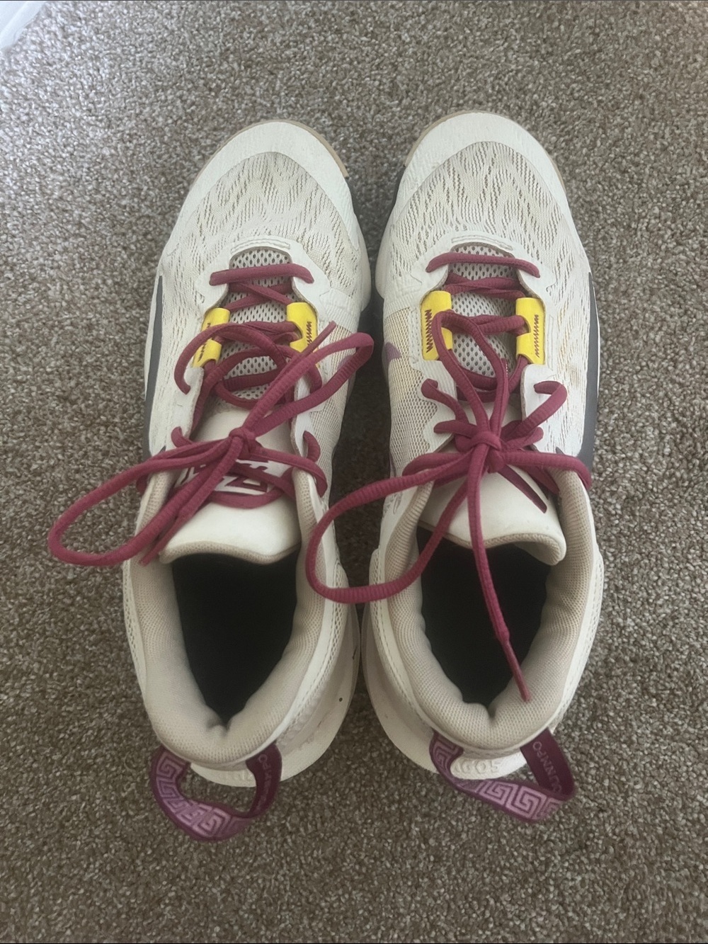 Nike Cream and Burgundy Athletic Sneakers - Picture 2 of 5